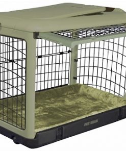 Deluxe Steel Dog Crate with Bolster Pad  - Large/Sage