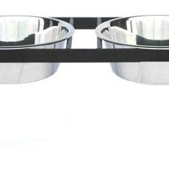 Chariot Double Elevated Dog Bowl - Medium/Black