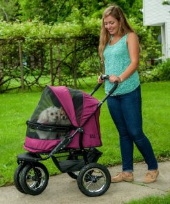 No-Zip Double Pet Stroller - Boysenberry