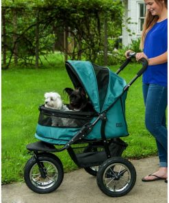 No-Zip Double Pet Stroller - Pine Green