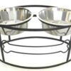 Bone Raised Double Dog Bowl - Medium/Black