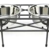 Mesh Elevated Double Dog Bowl - Small/White
