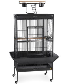 Large Select Wrought Iron Play Top Bird Cage - Pewter