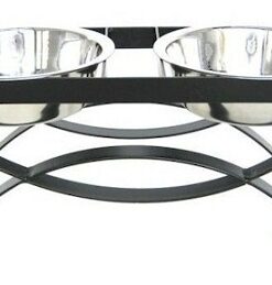 SeeSaw Double Elevated Dog Bowl - Medium/Black